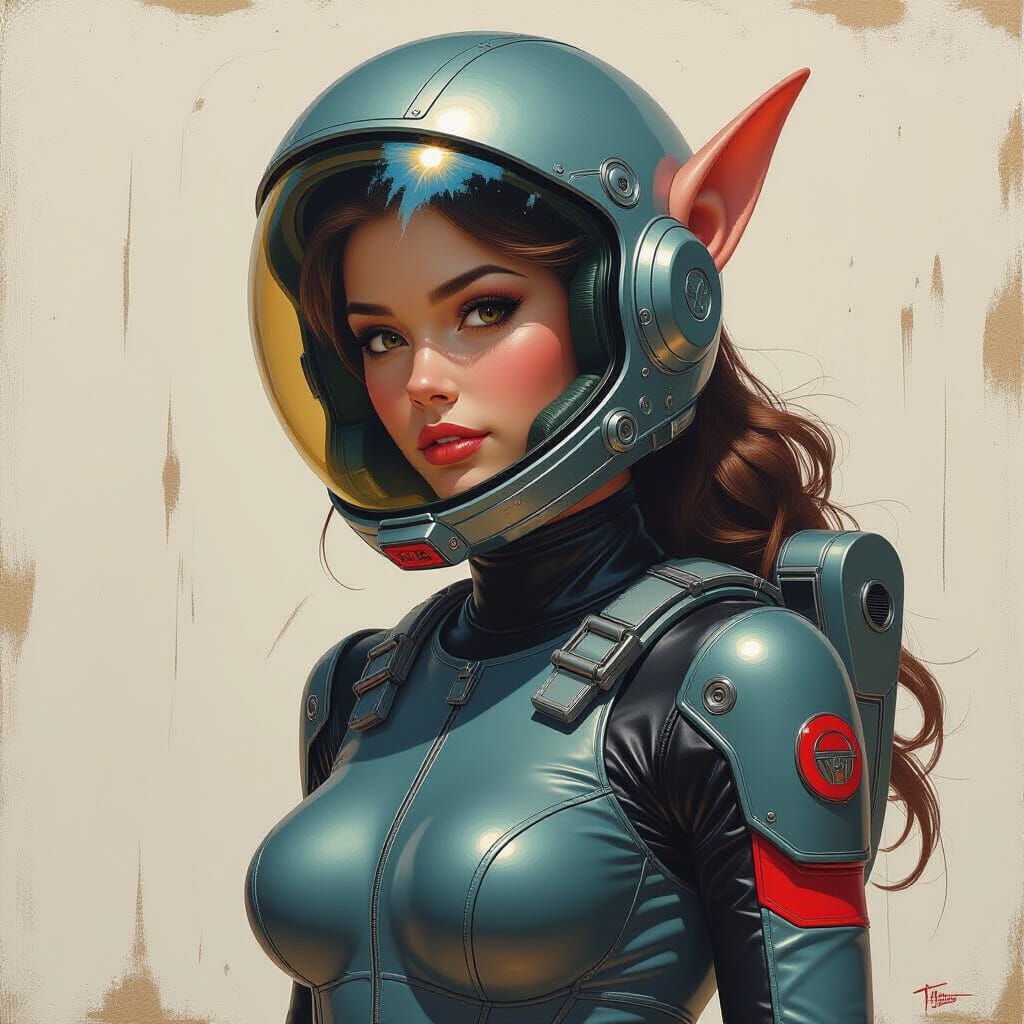 Elf in Spacesuit: Oil Painting Science Fantasy