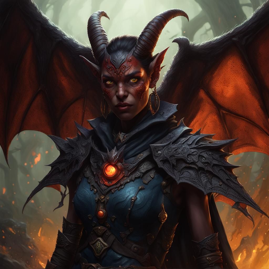 Decadent Tiefling Druid in Dark Fantasy Style