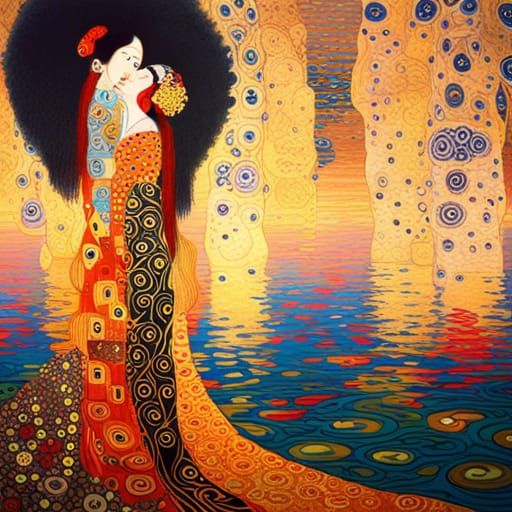 Shanghai Seaside in Gustav Klimt Style