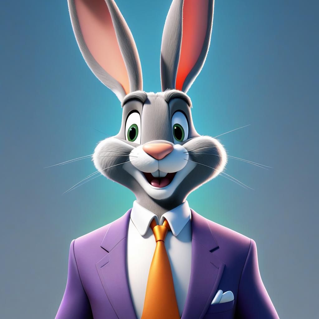 Bugs Bunny Portrait in 3D Digital Art Style