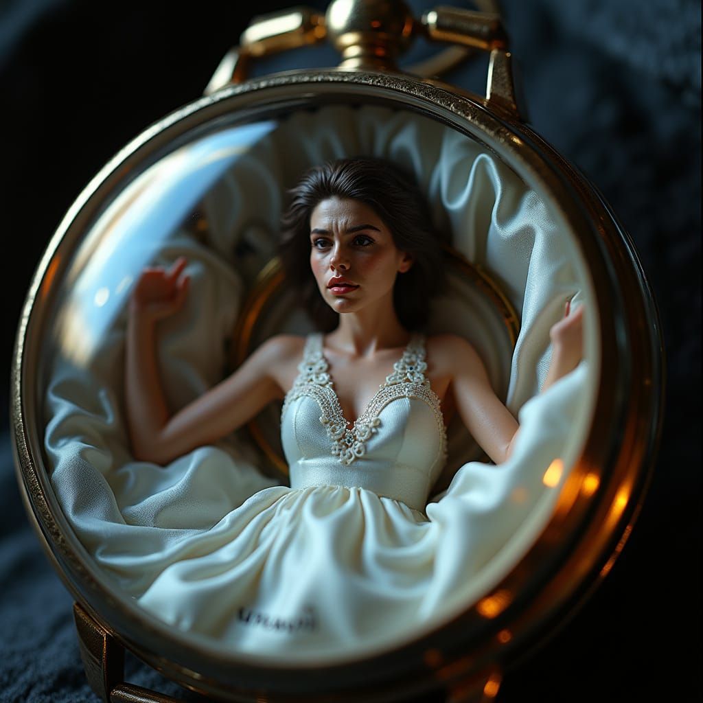 Surreal Miniature Woman Trapped in Luxury Watch