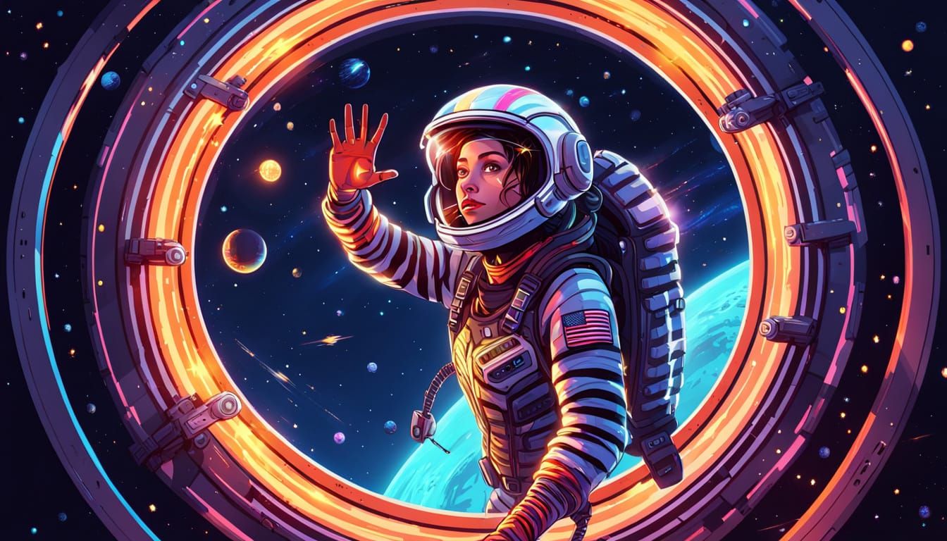 Sci-Fi Bungee Jumper in Space Concept Art