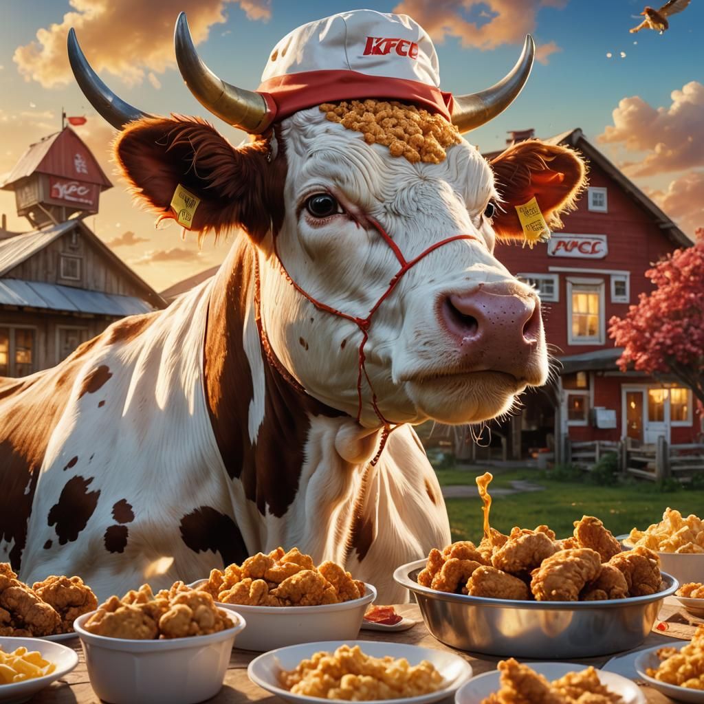 Cow Chef Enjoys KFC: Digital Matte Painting