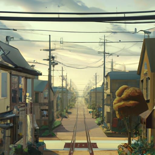 Abandoned Neighborhood in Studio Ghibli Anime Style