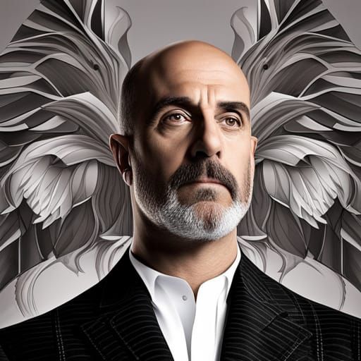 Stanley Tucci Portrait in Art Nouveau Style