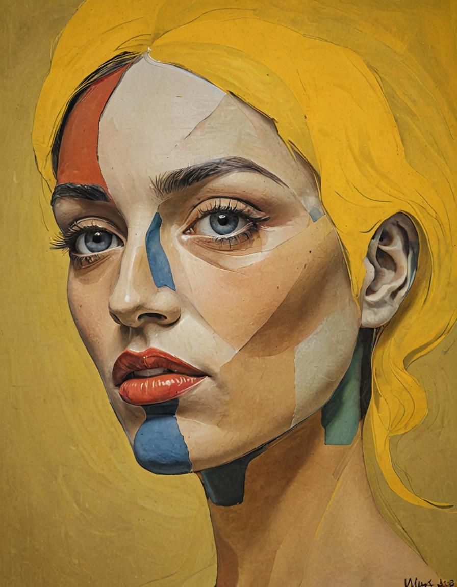 Abstract Portrait in Flowing Picasso Style