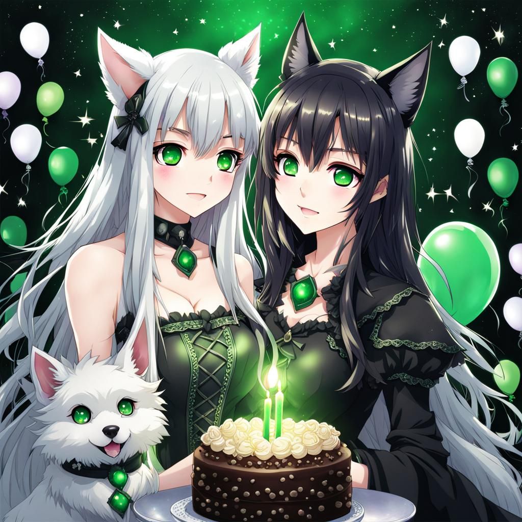 Happy Birthday, Ashe, with Moon and Wolfie