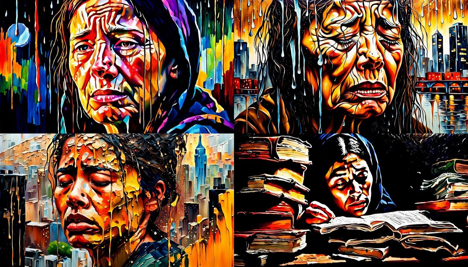 Sorrowful Wisdom: An Acrylic Impasto Painting