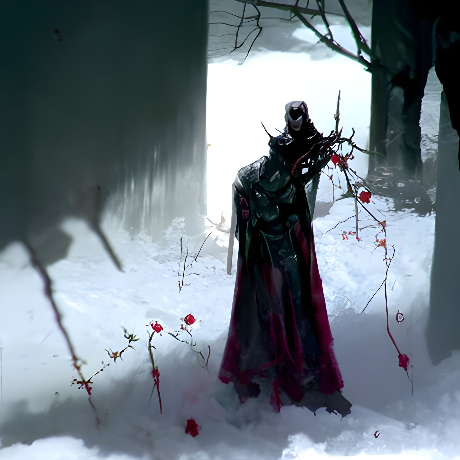 Sinister Rose Vines in Shadow and Frost