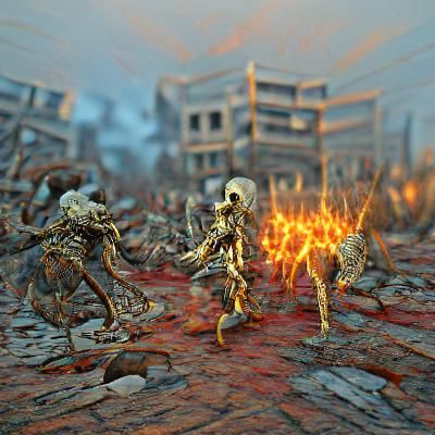 Epic Hellscape Battle in 3D Shading