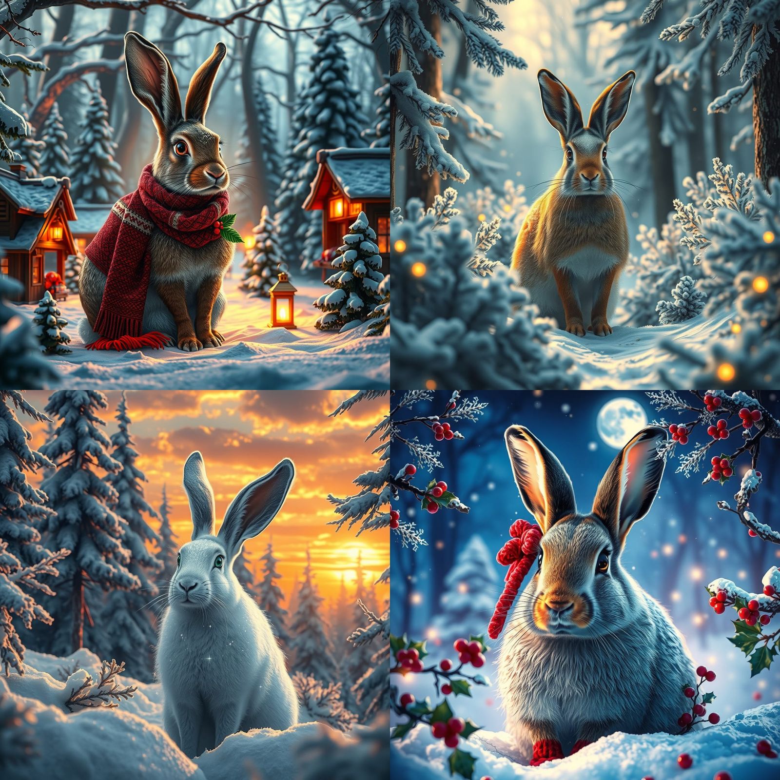 Christmas Hare in Detailed Matte Painting Style