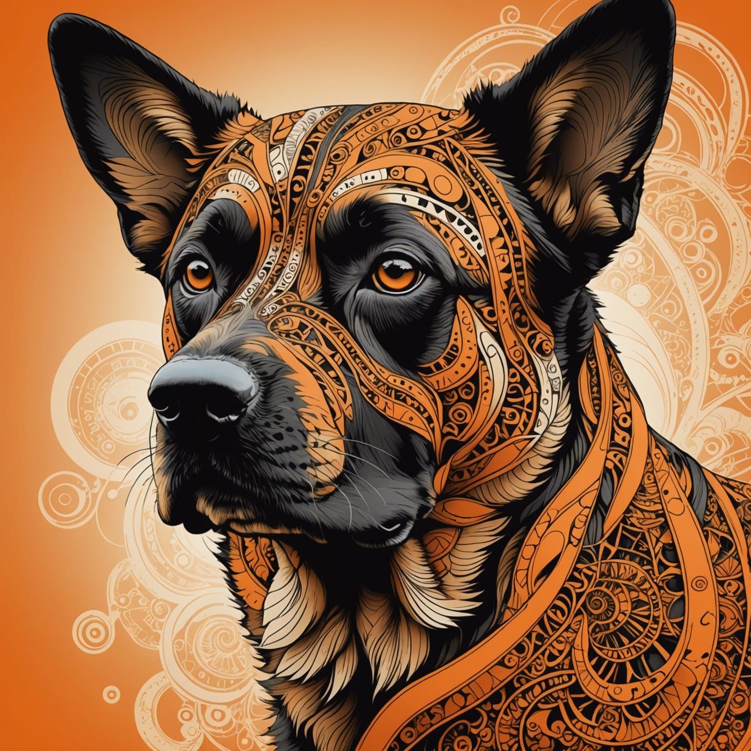 Vintage Dog Photo with Pencil Sketch Effect