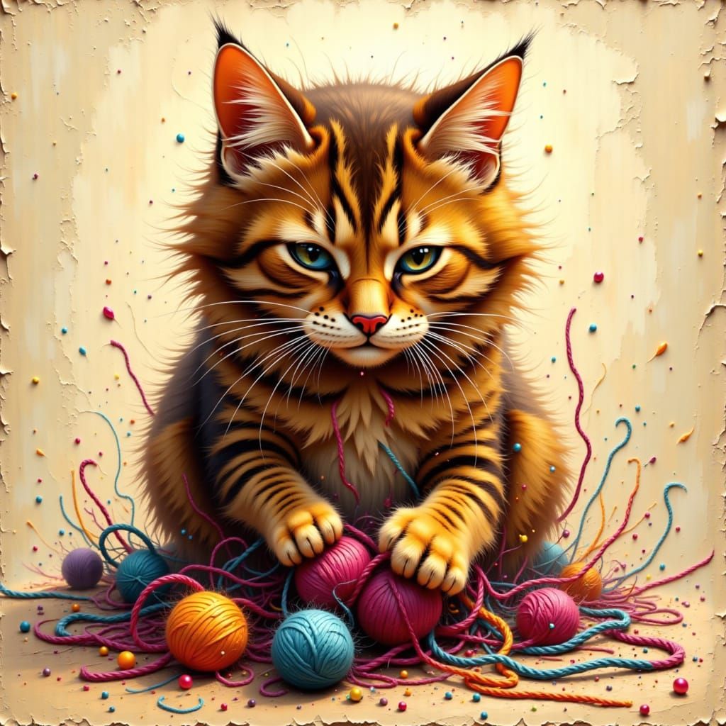 Tabby Cat's Yarn Play: Graffiti Art Style