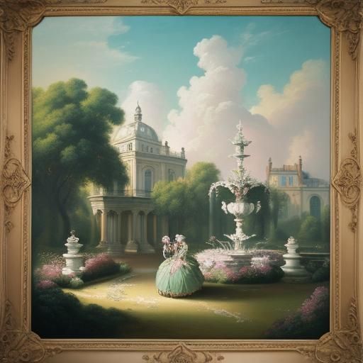 Aristocratic Dance in Rococo Garden Painting