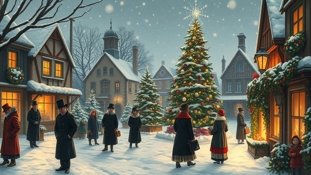 Victorian Christmas Scene Illustration