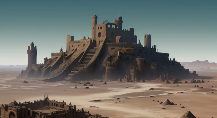 Lonely Penguin Stands Before a Ruined Tower in the Shape of ...