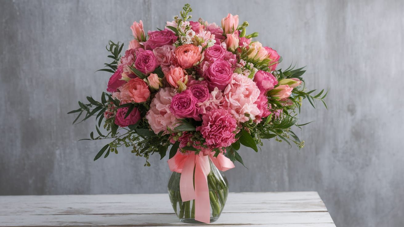 Romantic Floral Bouquet in Unique Packaging