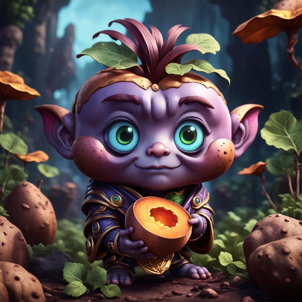 Chibi sweet potato with eyes