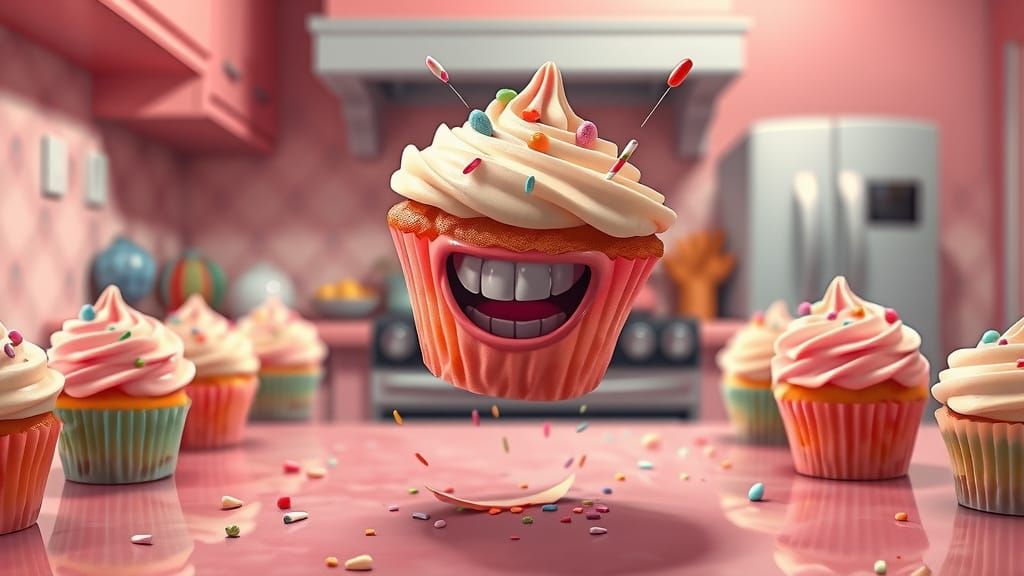 Cupcake's Great Escape: Hyperrealistic Kitchen Adventure