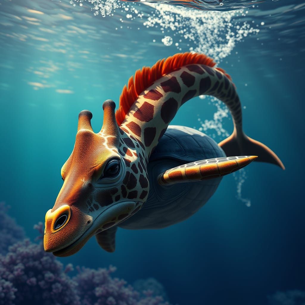 Giraffe Turtle Hybrid in Detailed Digital Art