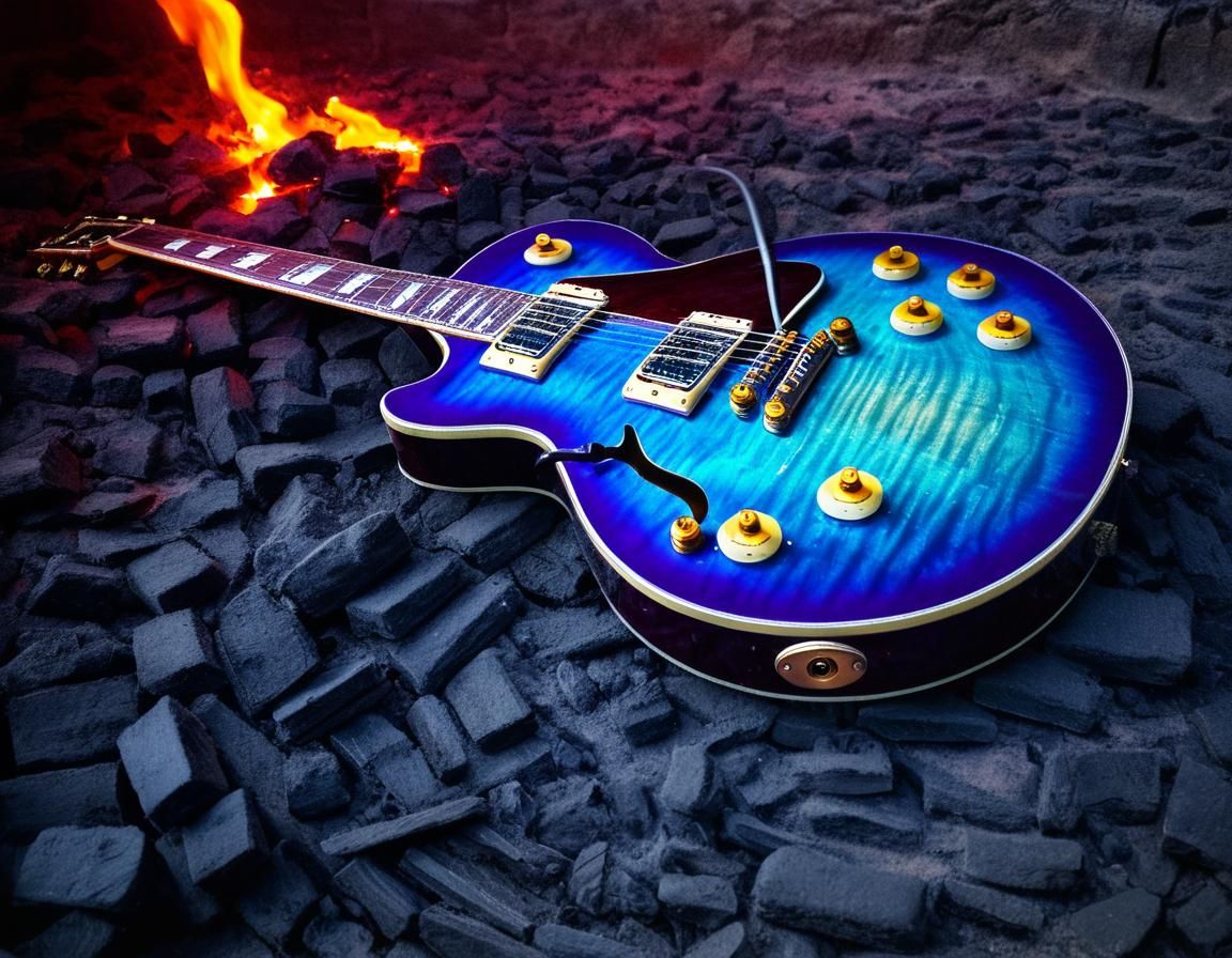 Gibson Les Paul Guitar on Firey Coals
