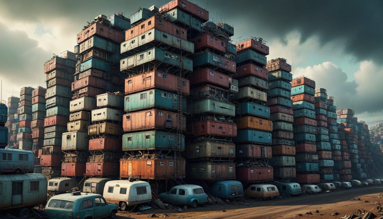 Hyperdetailed Dystopian Cityscape of The Stacks