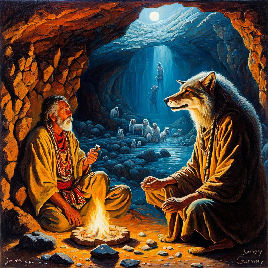 Caveman's Awakening: An Oil Painting of Ancient Life