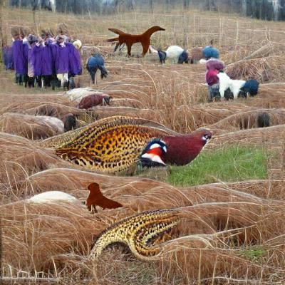 Colorful Pheasant in Grassy Field