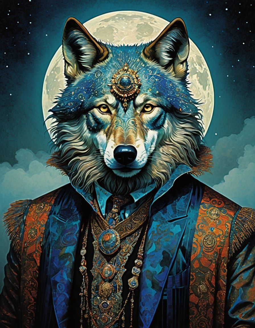 Majestic Wolf King in a Dreamlike Renaissance Aesthetic