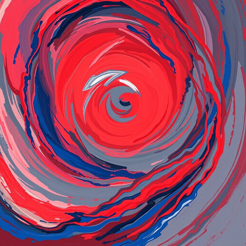 Abstract Expressionist Chaos in Crimson, Cobalt, and Slate