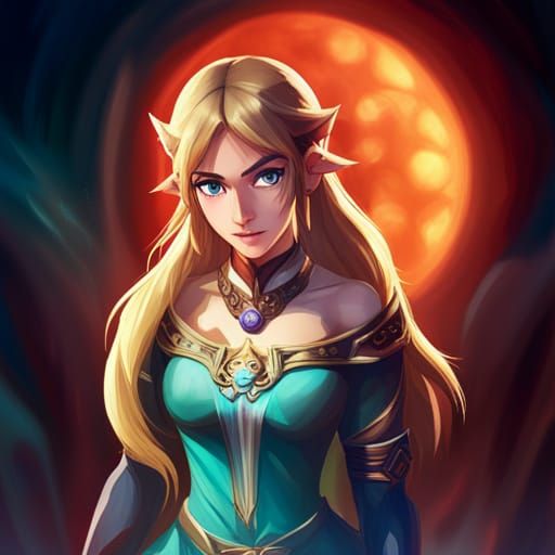 Princess Zelda Fantasy Art in Dynamic Lighting
