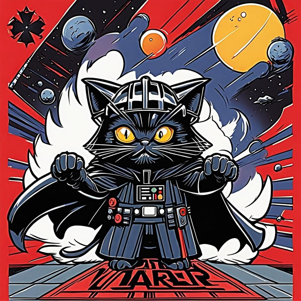 Darth Vader as a Cartoon Cat