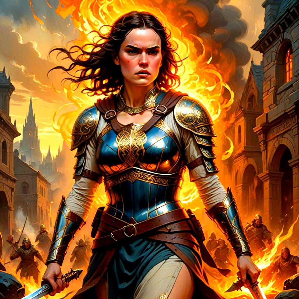 Daisy Ridley as a Cyberpunk Warrior