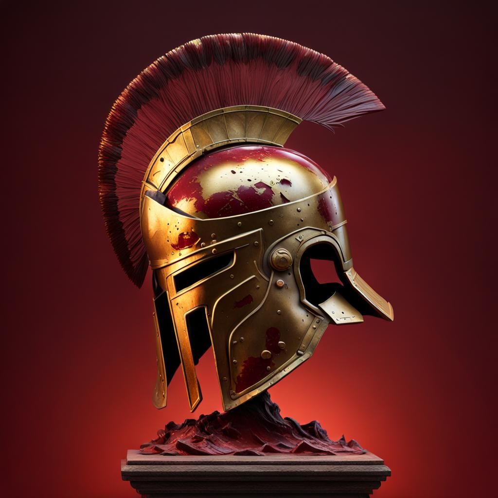 Battle damaged Spartan helmet