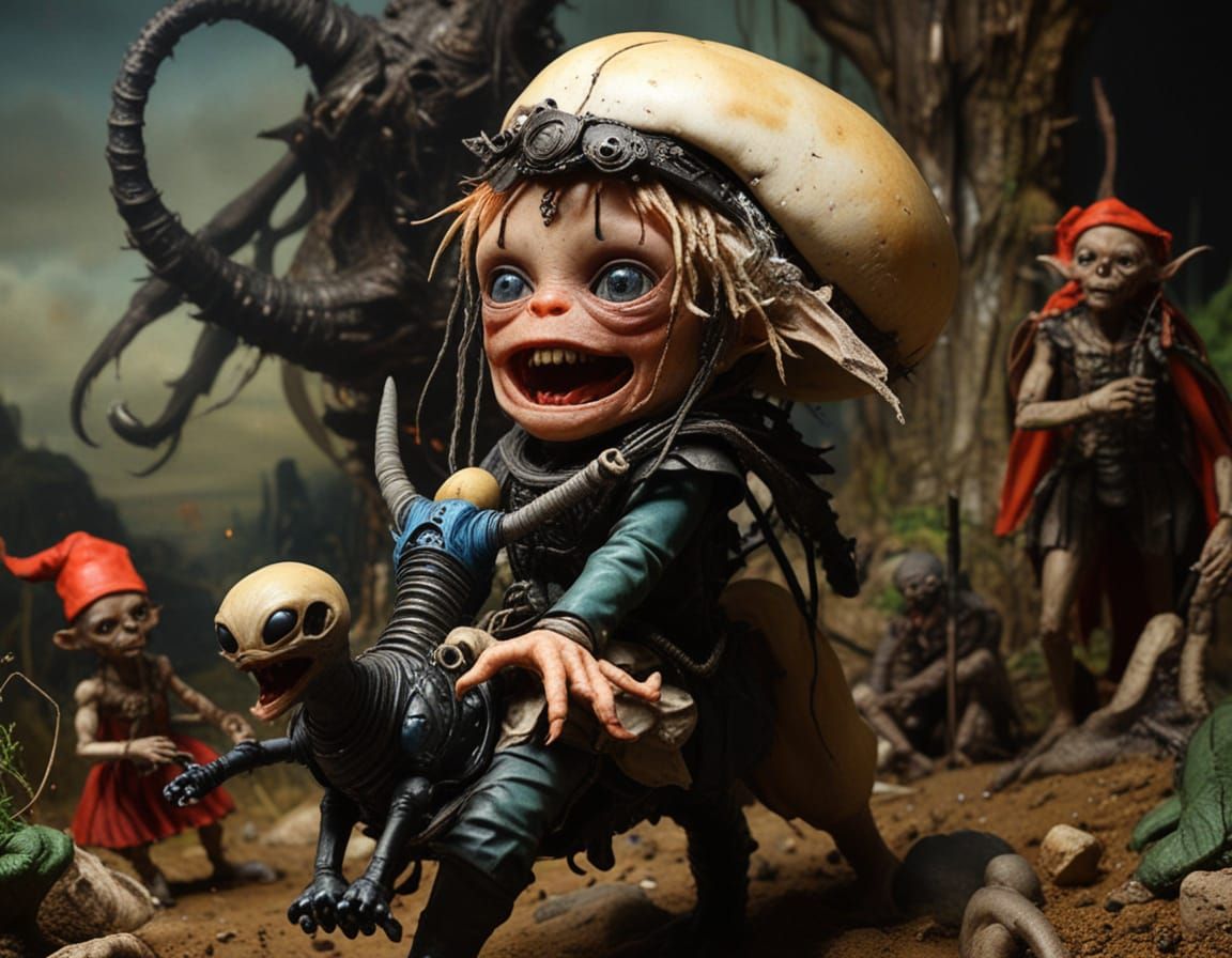 Rastafarian Doll Rides Alien in Cryptid Battle