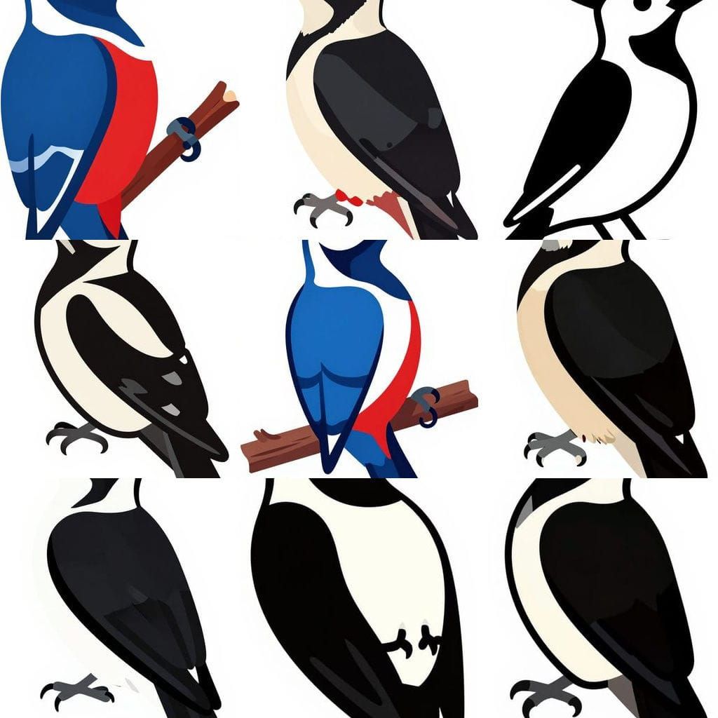 Clean Vector Woodpecker Illustration in Flat Design Style