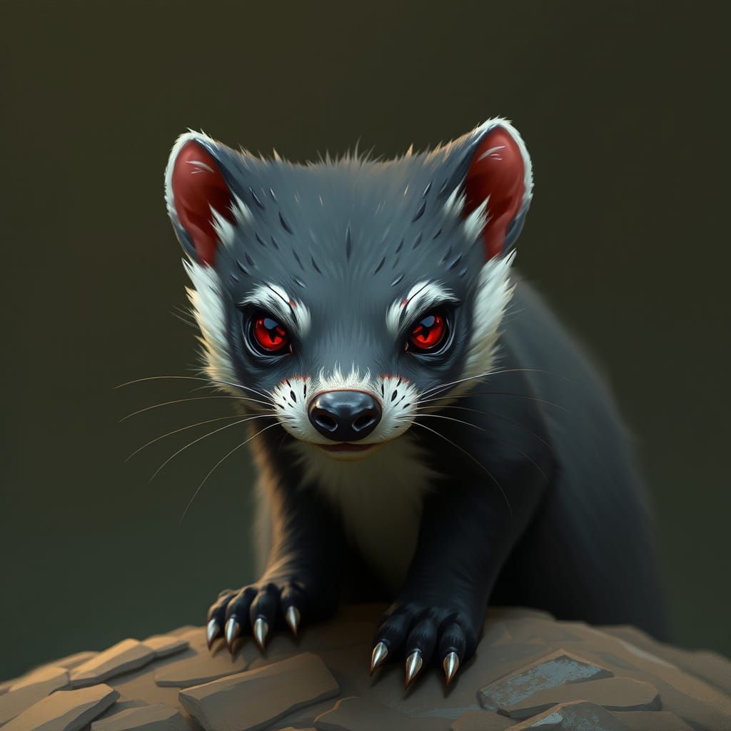 Mysterious Dire Weasel in Fiery Gaze