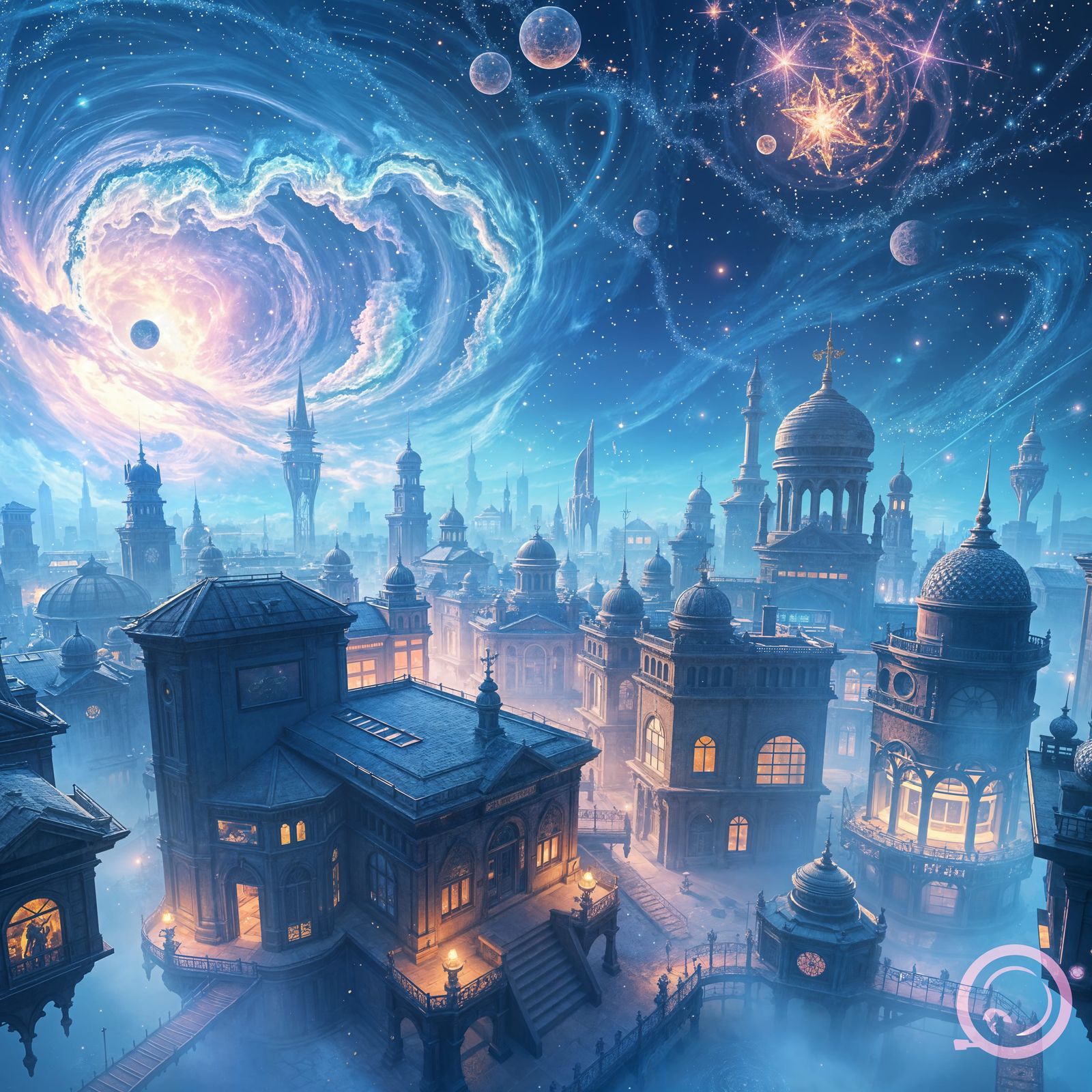 Ethereal Cityscape in Vibrant Fantasy Art