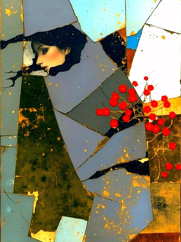 Fractured Cubist Dance in Vibrant, Kaleidoscopic Hues