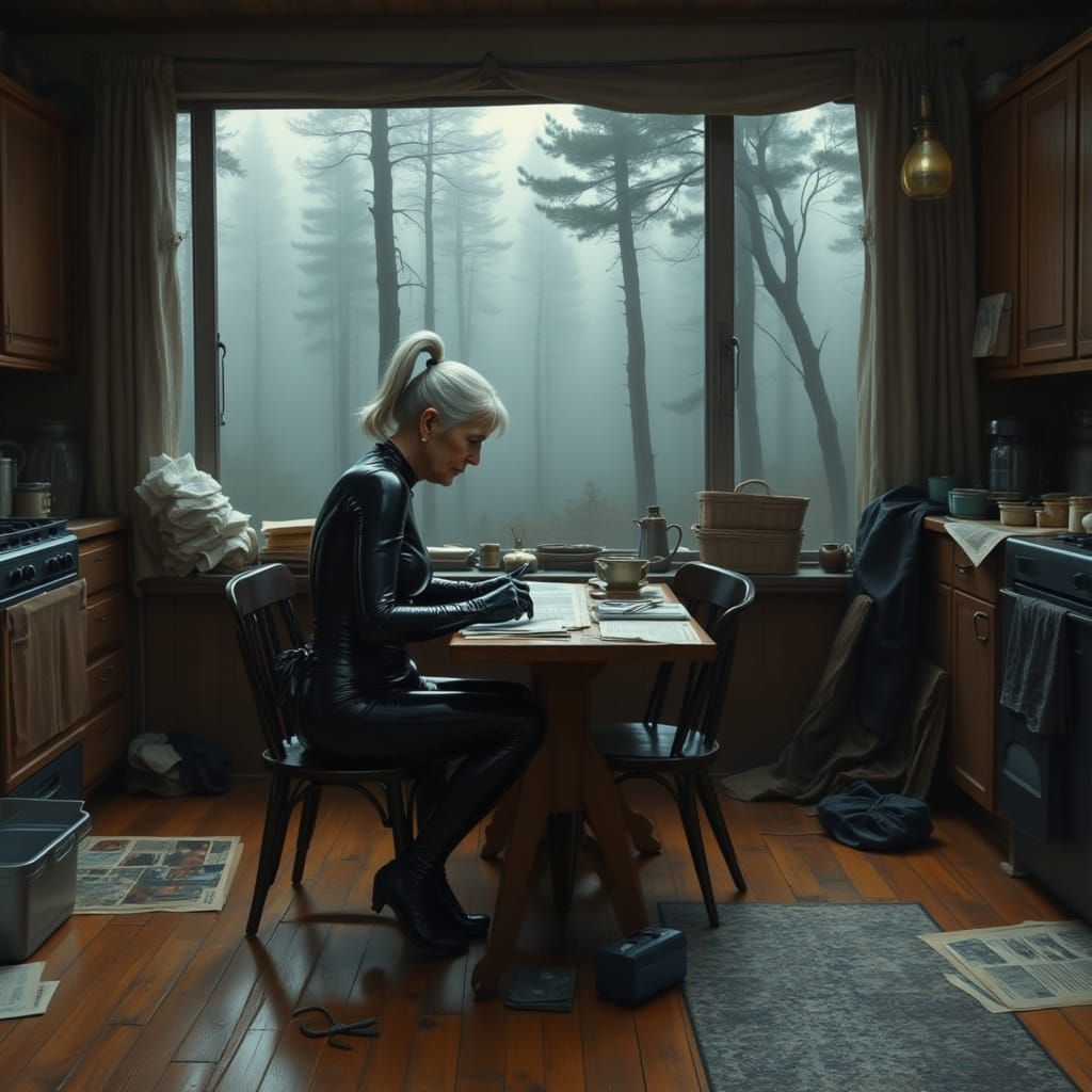 Thalia scans grocery store flyers to compose her list.