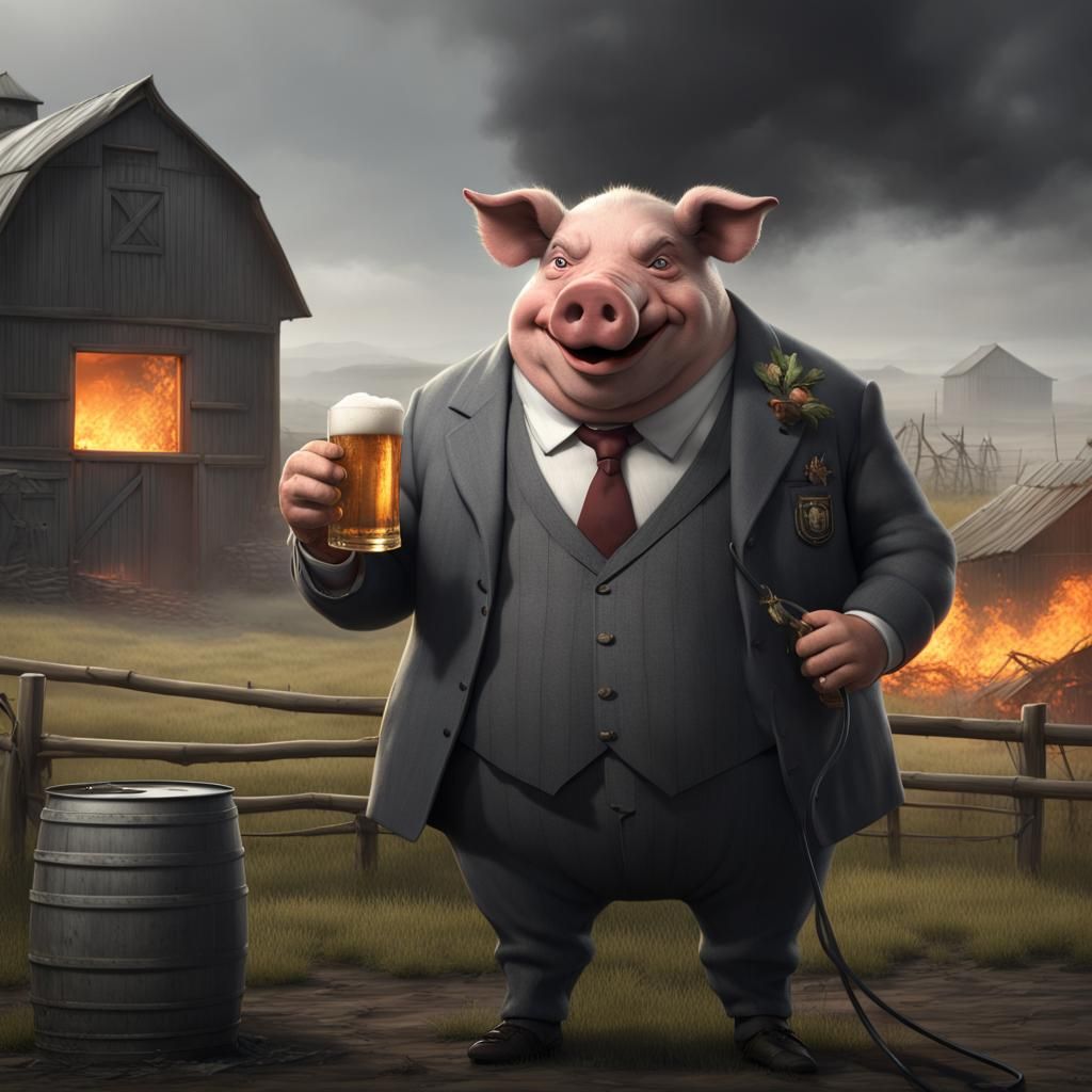 Evil Pig Burns Farm: Detailed Matte Painting
