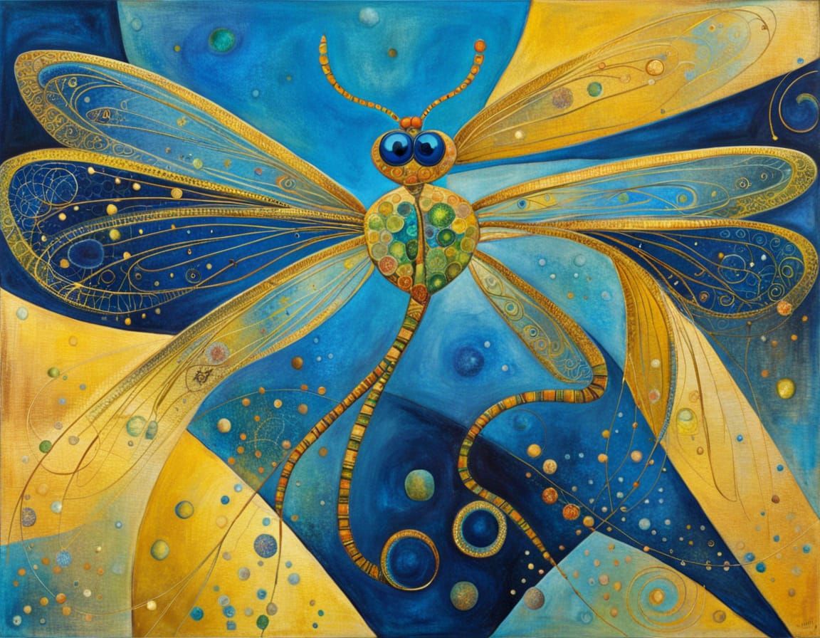 Magic Dragonfly in Art Brut Style