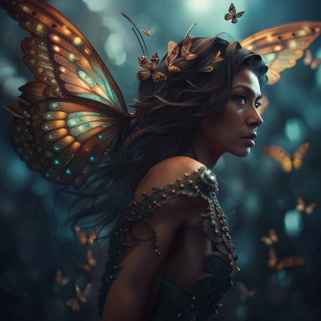 Butterfly Woman in Flight: Epic Digital Art