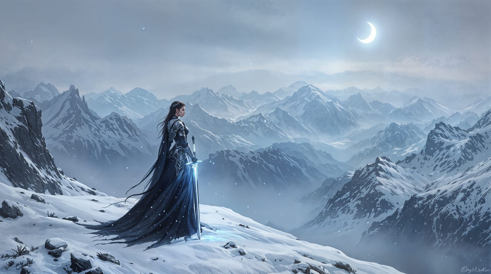 Sword Maiden Under Starlight