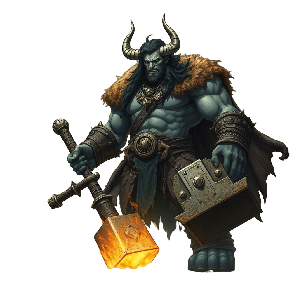 Colossal Warrior in Tattered Armor, Defiant in the Wasteland