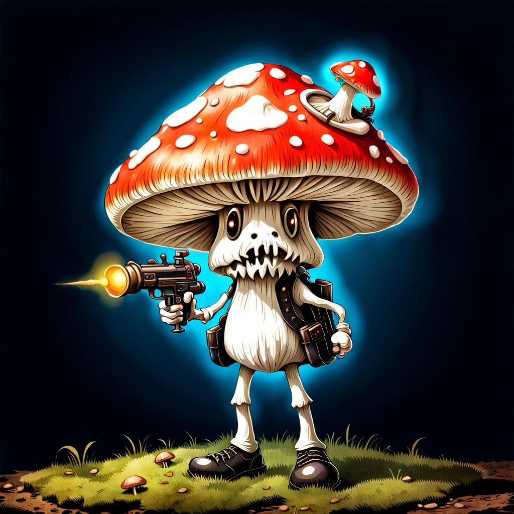 Gothic Mushroom Warrior with Raygun