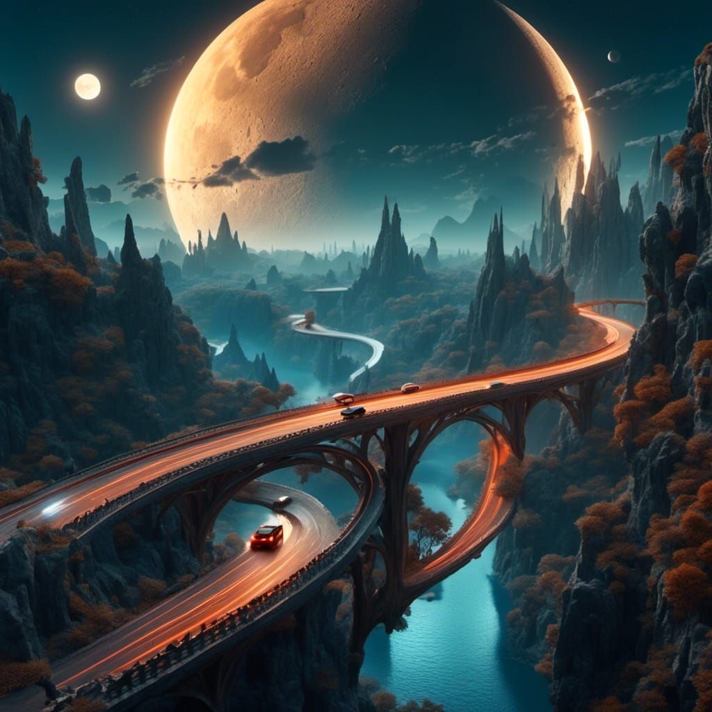 Futuristic Cars Ascend to the Moon