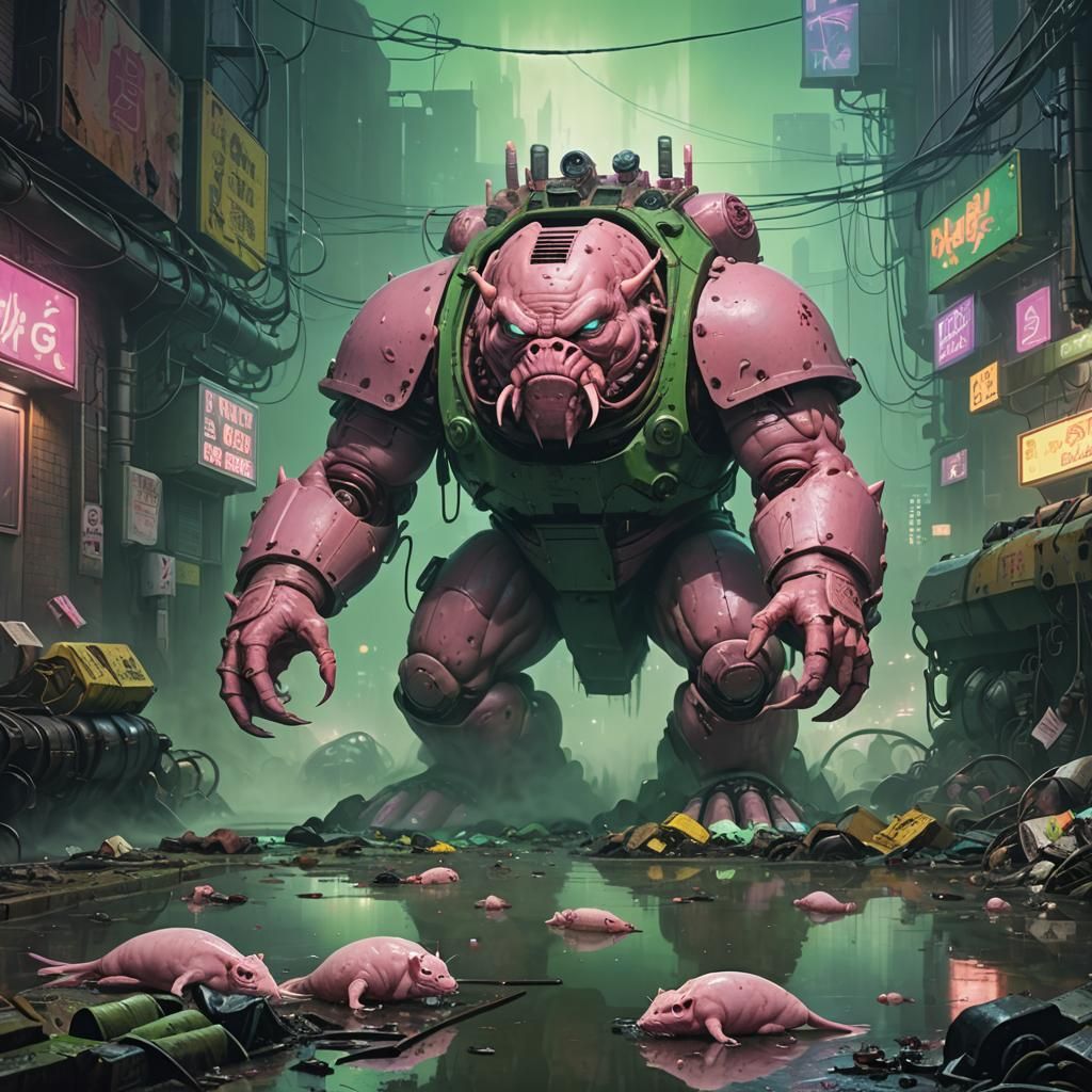 Krang in Cyberpunk Sewer: Hyper-Realistic Concept Art