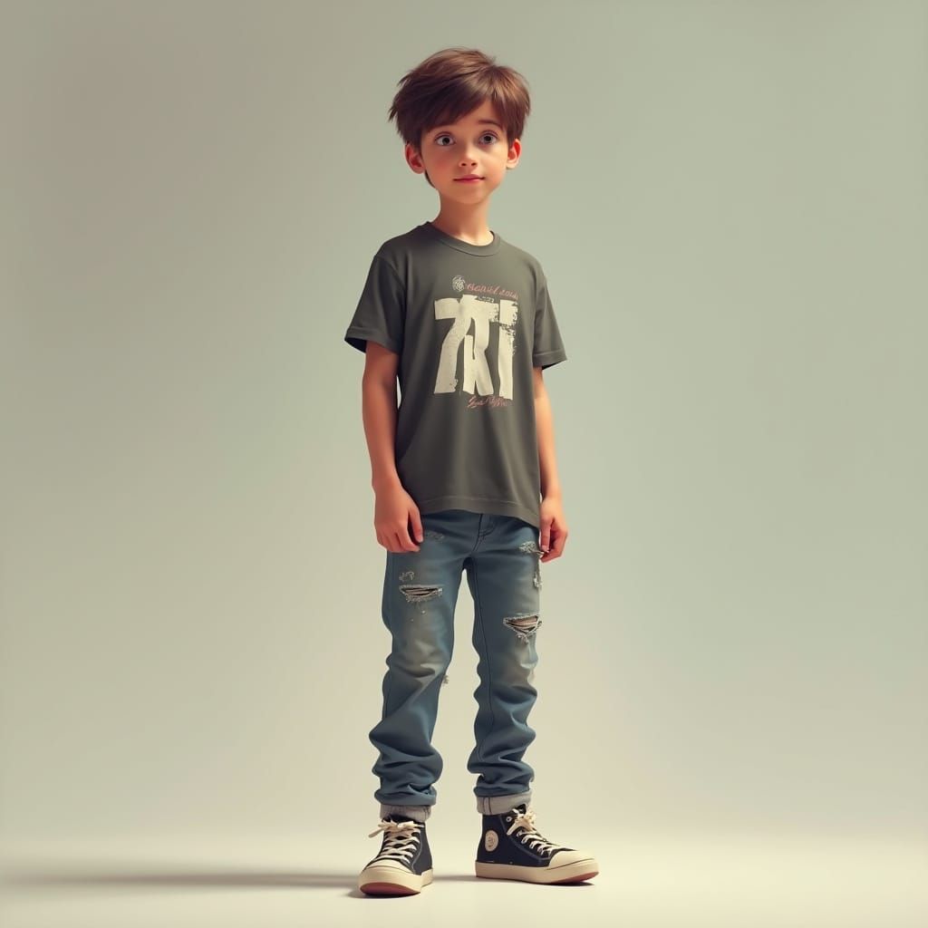 Teenage Boy in Futuristic Streetwear Pose