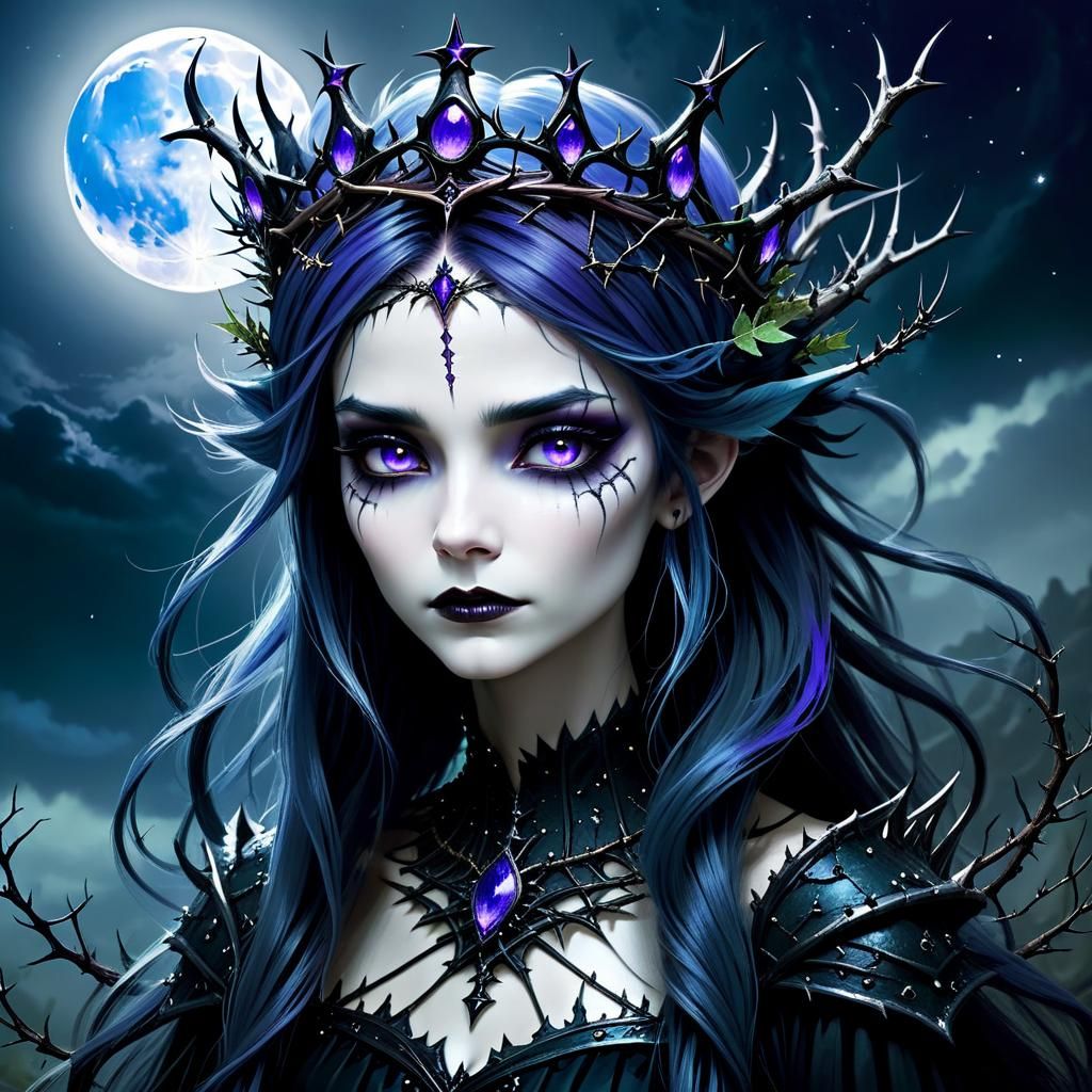 Dark Sinister Fae Queen with Thorns Crown